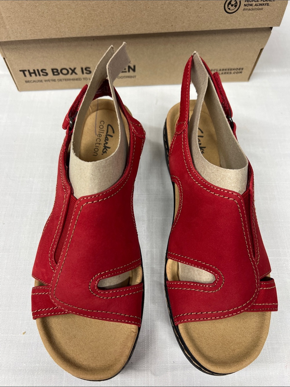 Clarks Red Women’s Slingback Sandals with Cutout Design